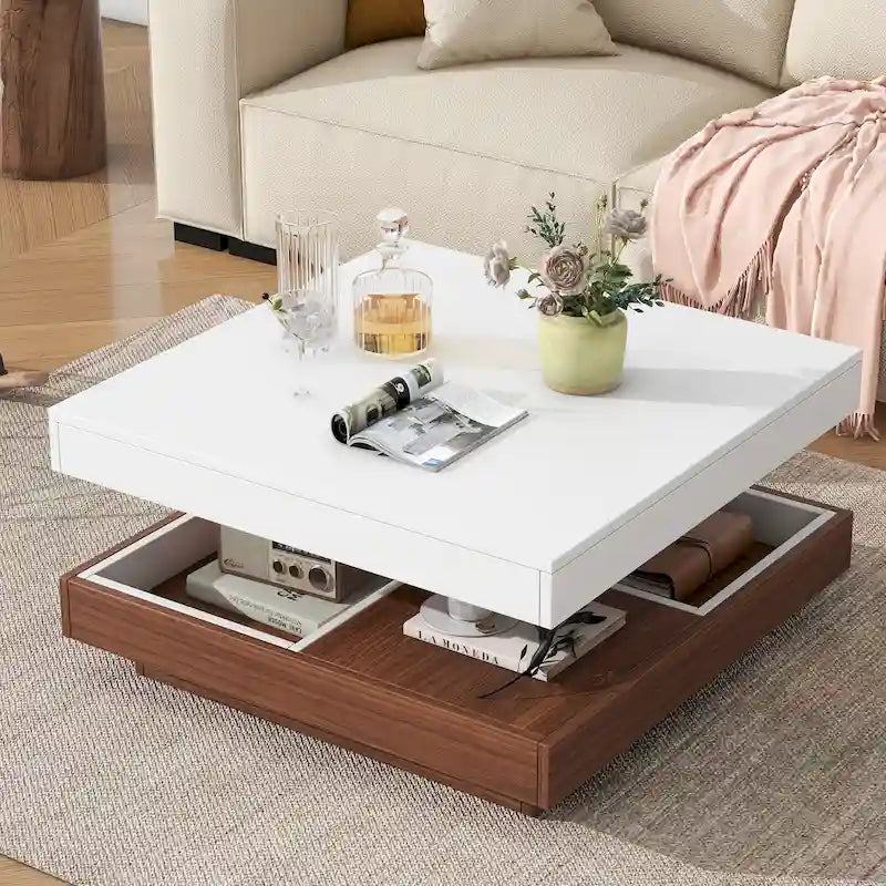 Table basse rotative carrée moderne