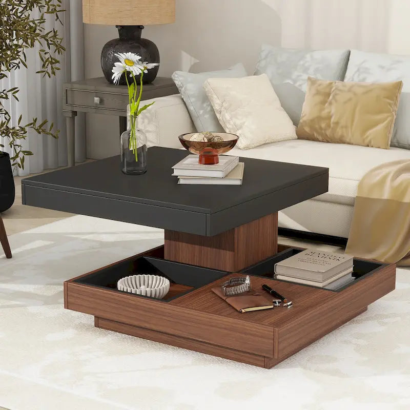 Table basse rotative carrée moderne
