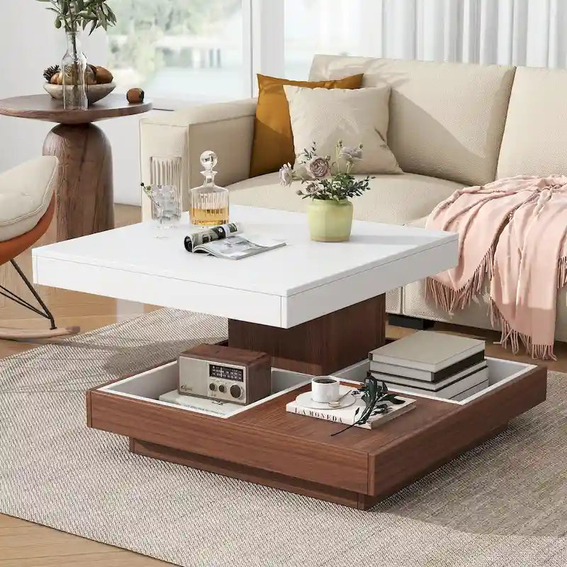 Table basse rotative carrée moderne