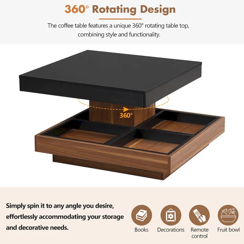 Table basse rotative carrée moderne