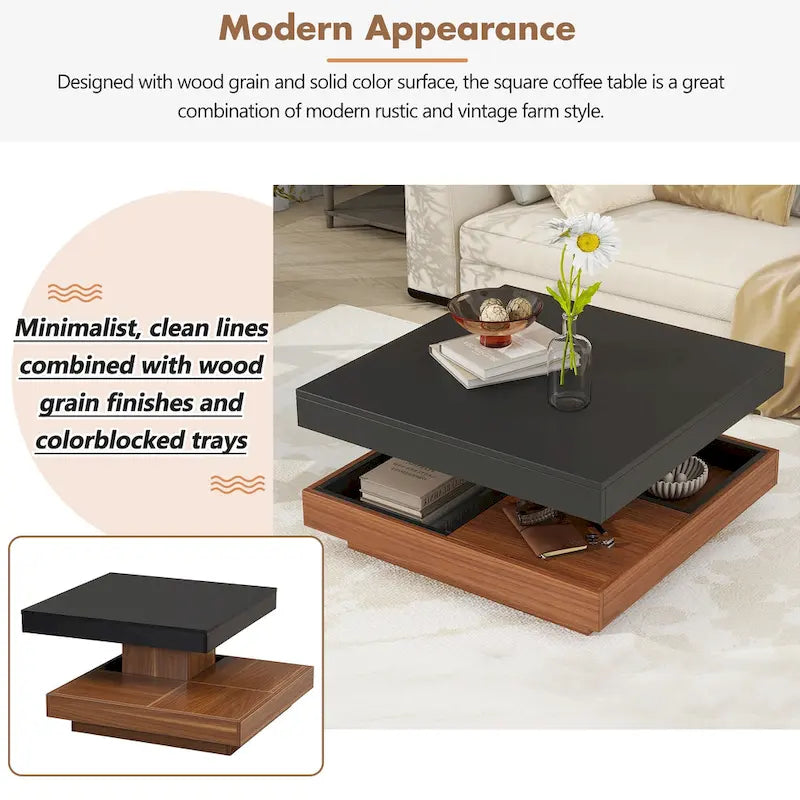 Table basse rotative carrée moderne