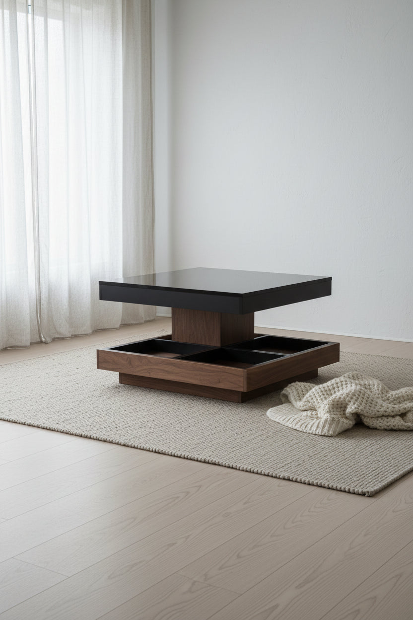 Table basse rotative carrée moderne