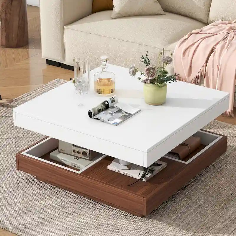 Table basse rotative carrée moderne