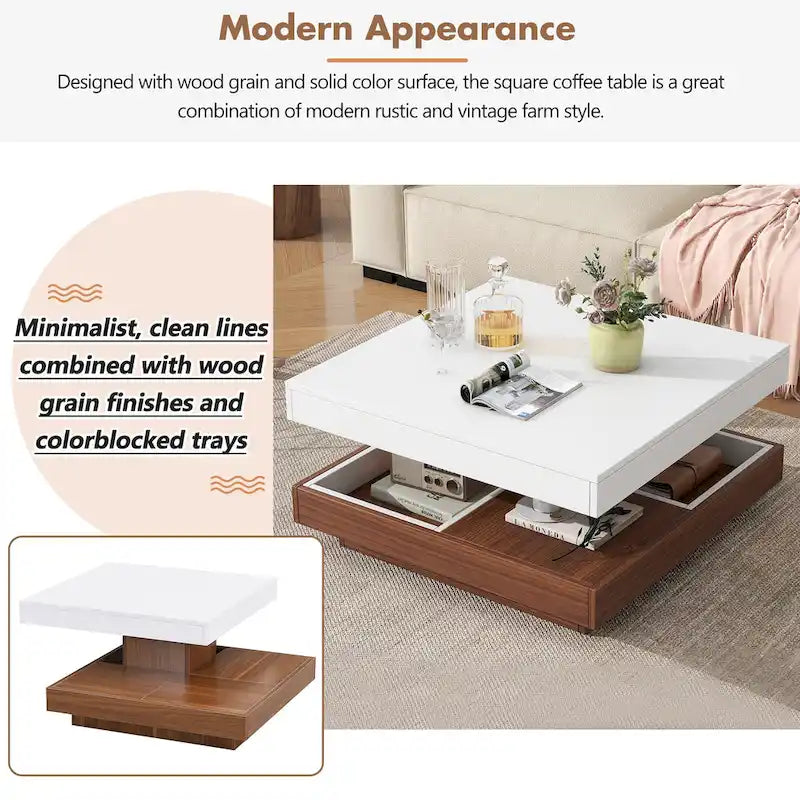 Table basse rotative carrée moderne