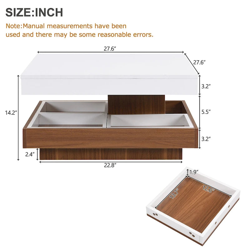 Table basse rotative carrée moderne