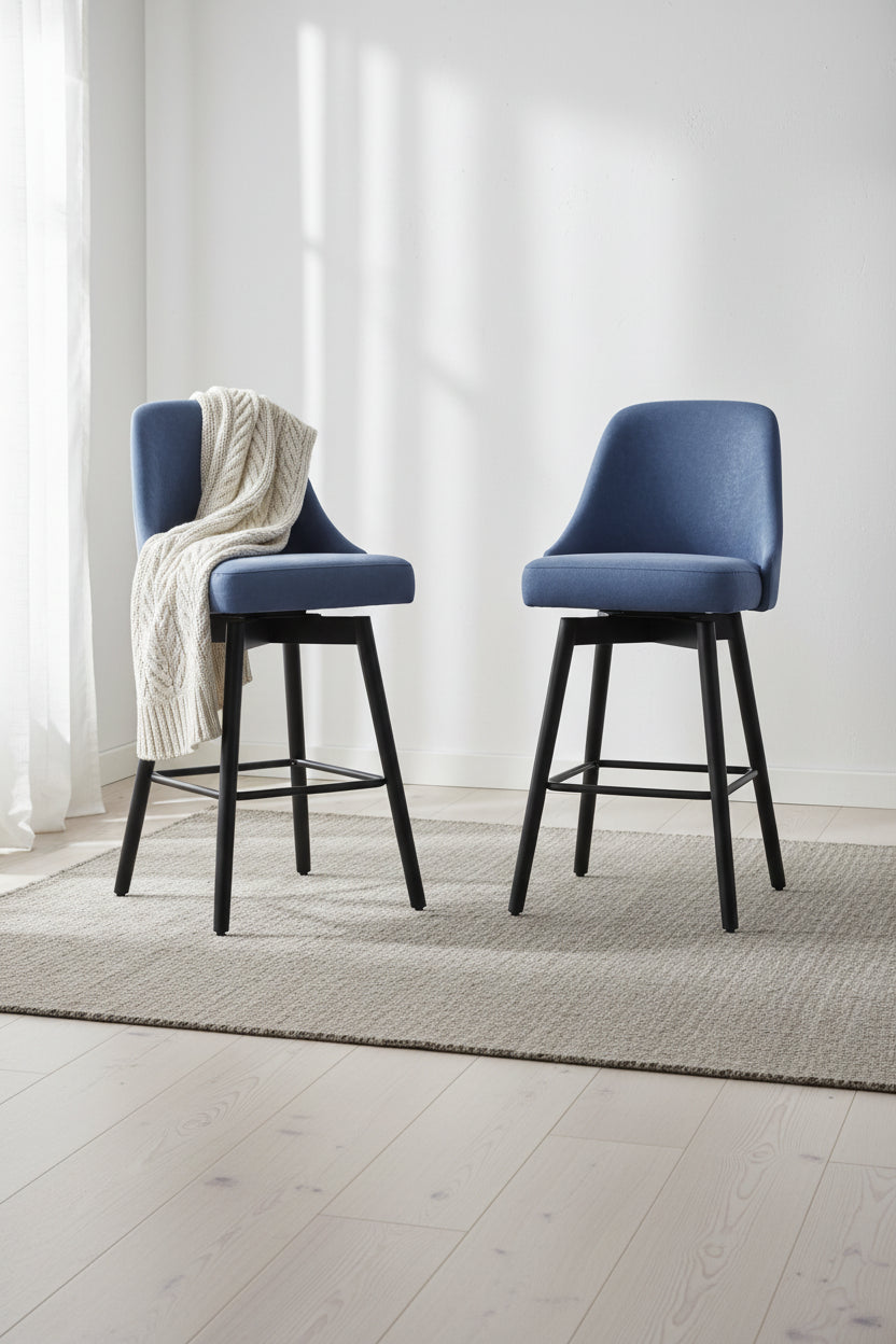 Swivel Bar Stools Set of 2, 30 Height Upholstered Barstools