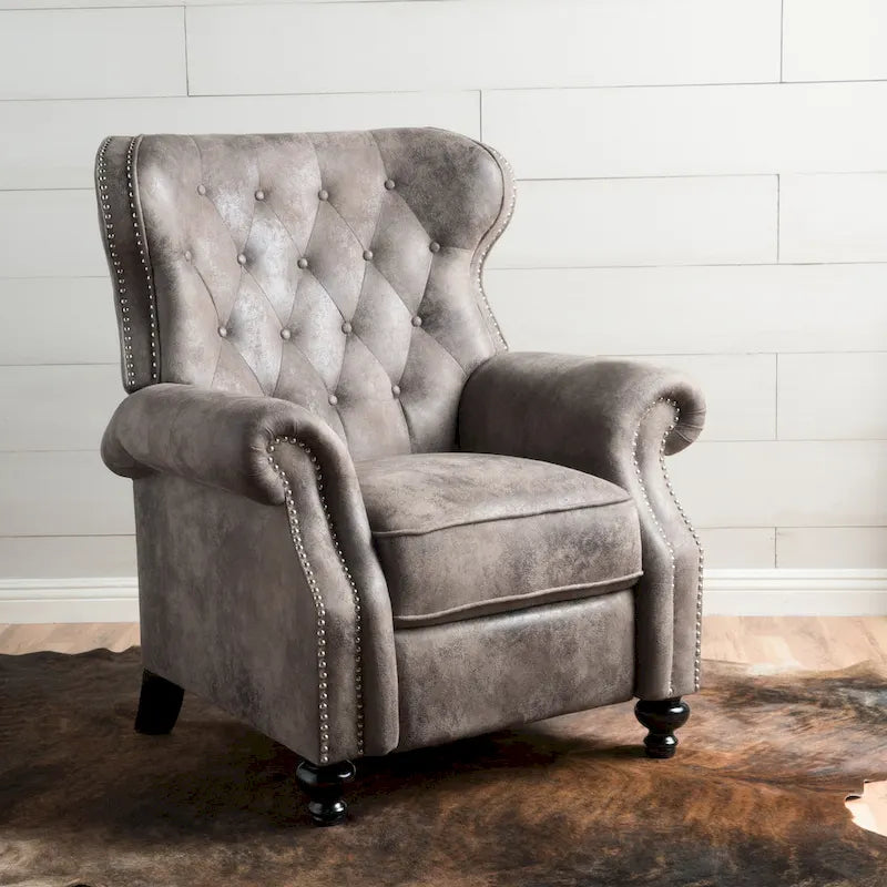 Fauteuil inclinable à dossier capitonné et accoudoirs arrondis, profitez d'un confort cocooning