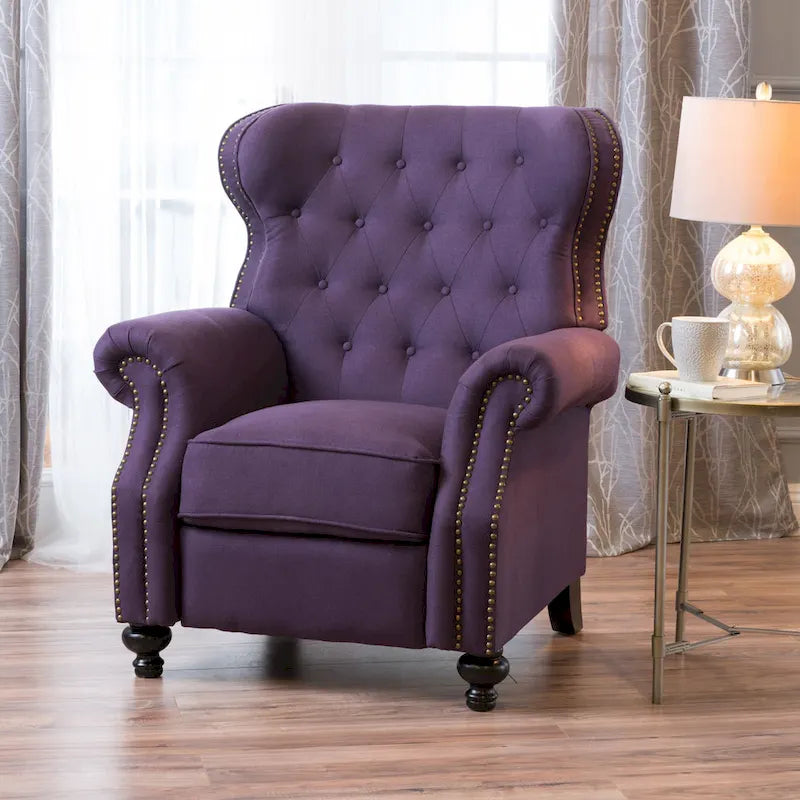 Fauteuil inclinable à dossier capitonné et accoudoirs arrondis, profitez d'un confort cocooning
