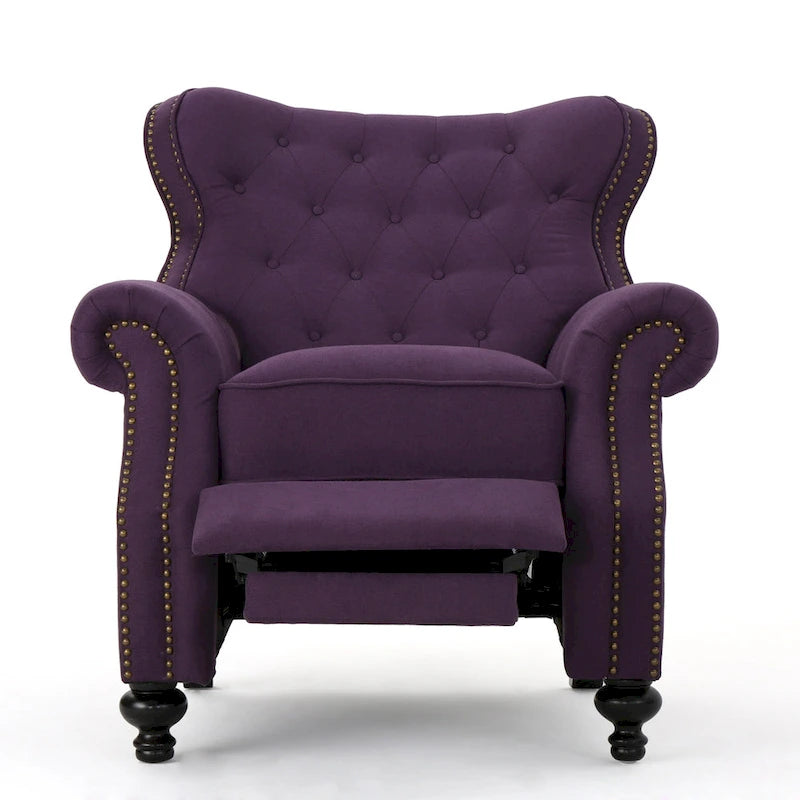 Fauteuil inclinable à dossier capitonné et accoudoirs arrondis, profitez d'un confort cocooning