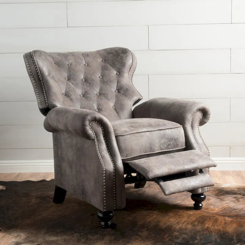 Fauteuil inclinable à dossier capitonné et accoudoirs arrondis, profitez d'un confort cocooning