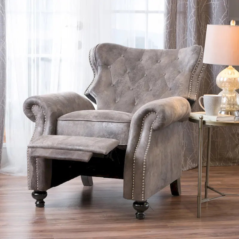 Fauteuil inclinable à dossier capitonné et accoudoirs arrondis, profitez d'un confort cocooning