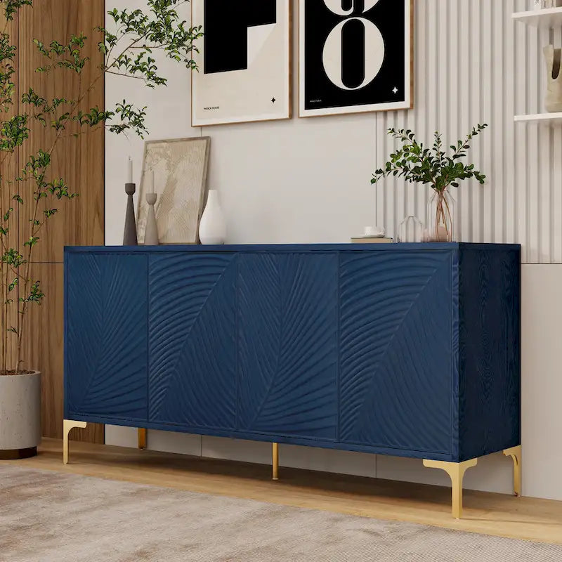 Buffet 4 portes avec texture unique et étagères réglables