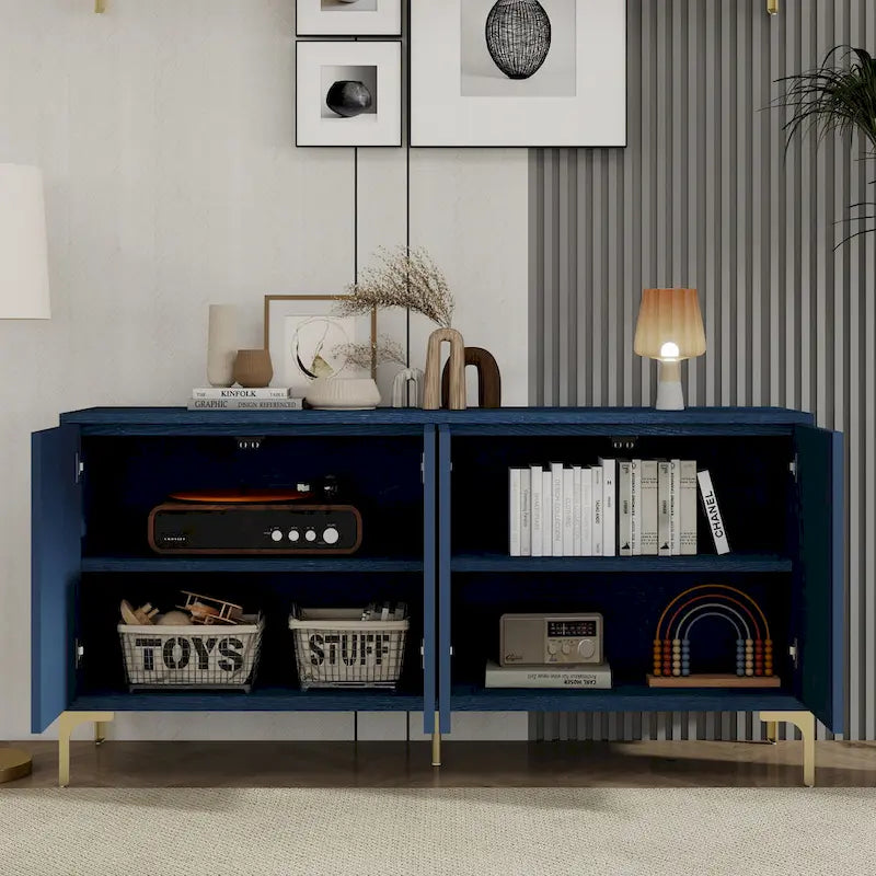 Buffet 4 portes avec texture unique et étagères réglables