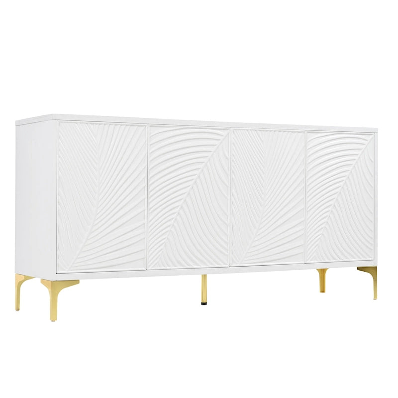 Buffet 4 portes avec texture unique et étagères réglables