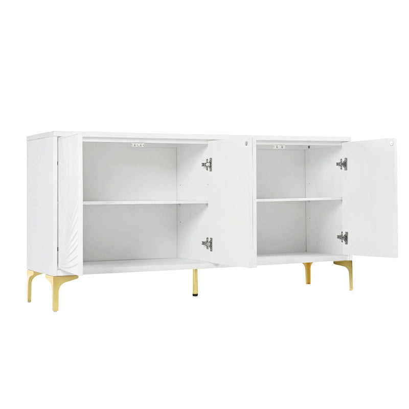 Buffet 4 portes avec texture unique et étagères réglables