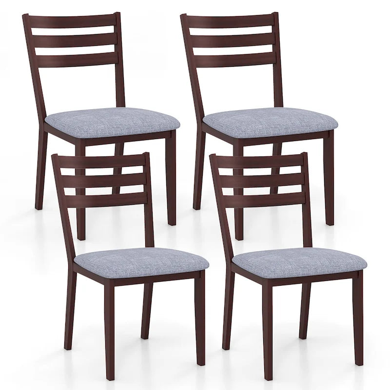 Lot de 4 chaises de salle à manger rembourrées, sans accoudoirs, assise creuse