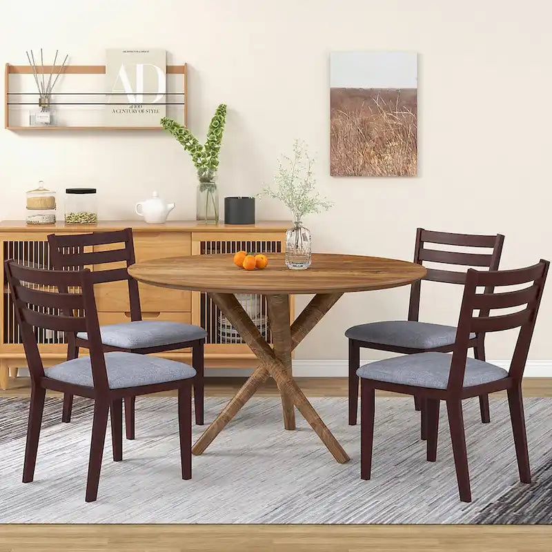 Lot de 4 chaises de salle à manger rembourrées, sans accoudoirs, assise creuse