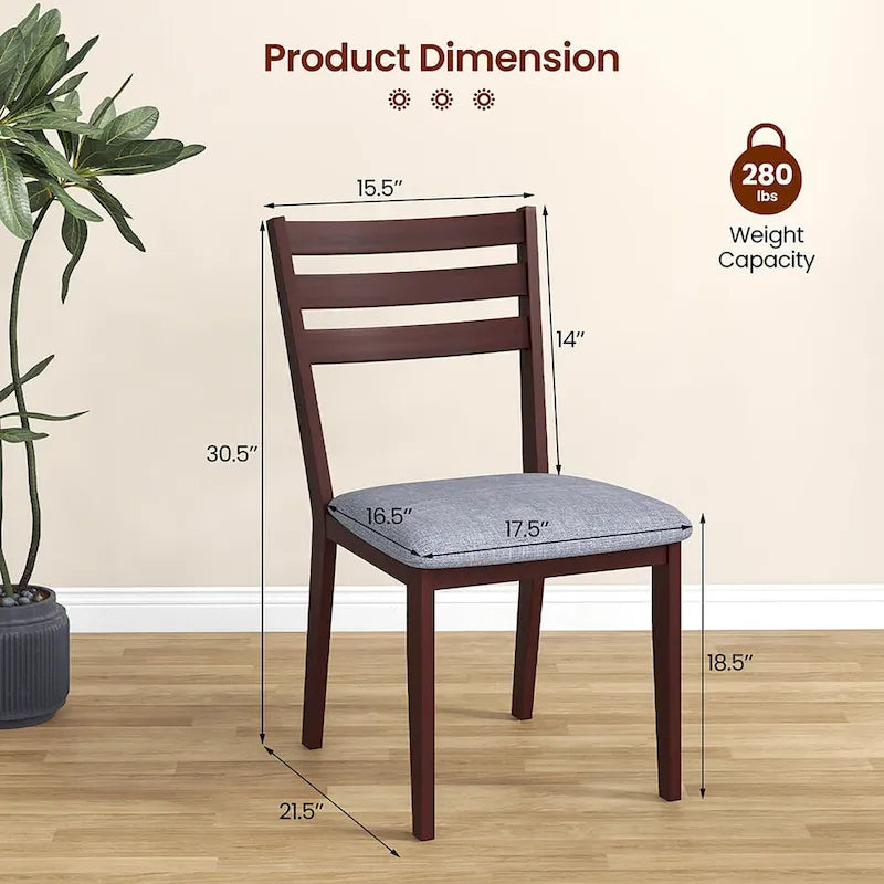Lot de 4 chaises de salle à manger rembourrées, sans accoudoirs, assise creuse