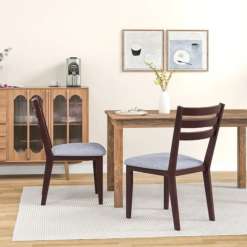 Lot de 4 chaises de salle à manger rembourrées, sans accoudoirs, assise creuse