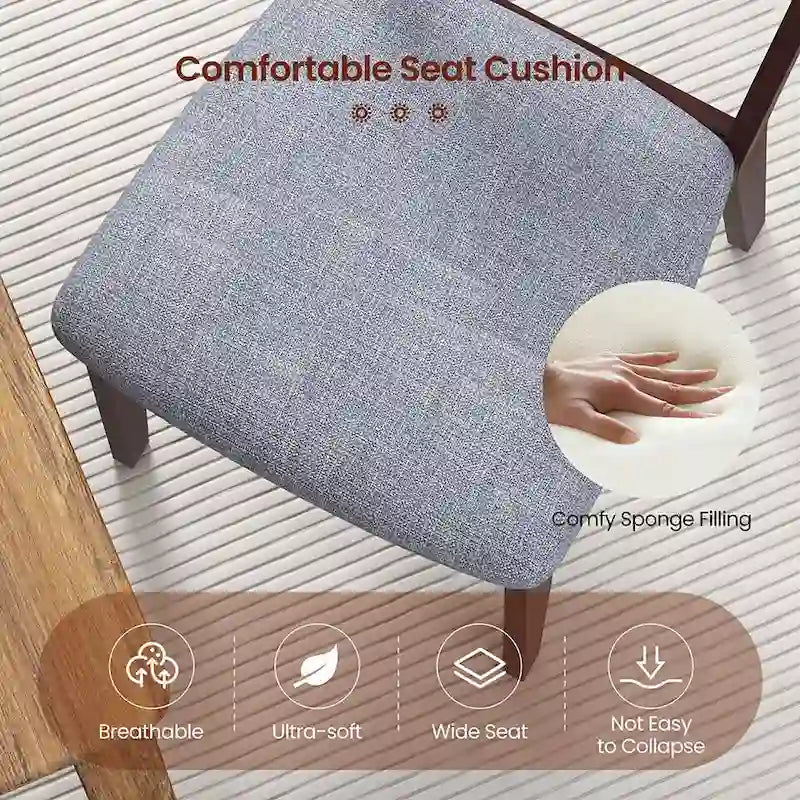 Lot de 4 chaises de salle à manger rembourrées, sans accoudoirs, assise creuse