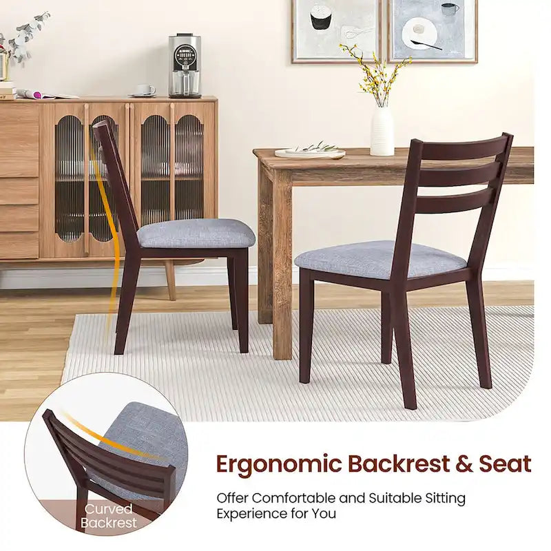 Lot de 4 chaises de salle à manger rembourrées, sans accoudoirs, assise creuse