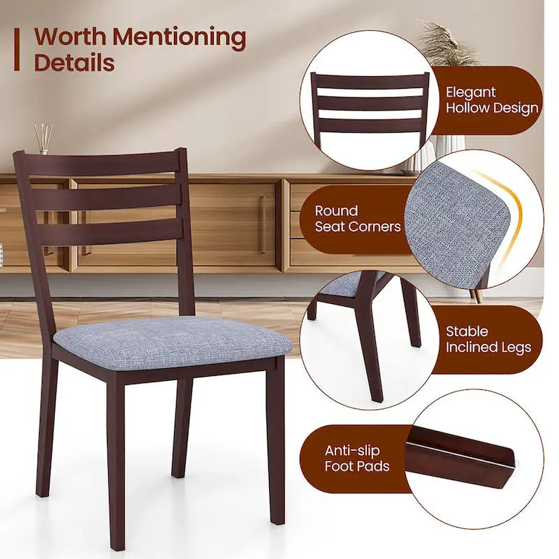 Lot de 4 chaises de salle à manger rembourrées, sans accoudoirs, assise creuse