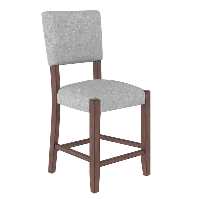 Lot de 4 tabourets de bar Mid-Century Modern, tabourets de comptoir avec dossier, tabourets de bar rembourrés en lin avec pieds en bois massif