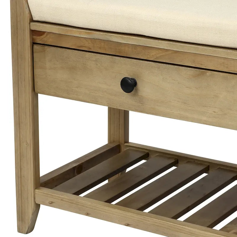 Meuble à chaussures contemporain capitonné avec 2 tiroirs et étagère ouverte