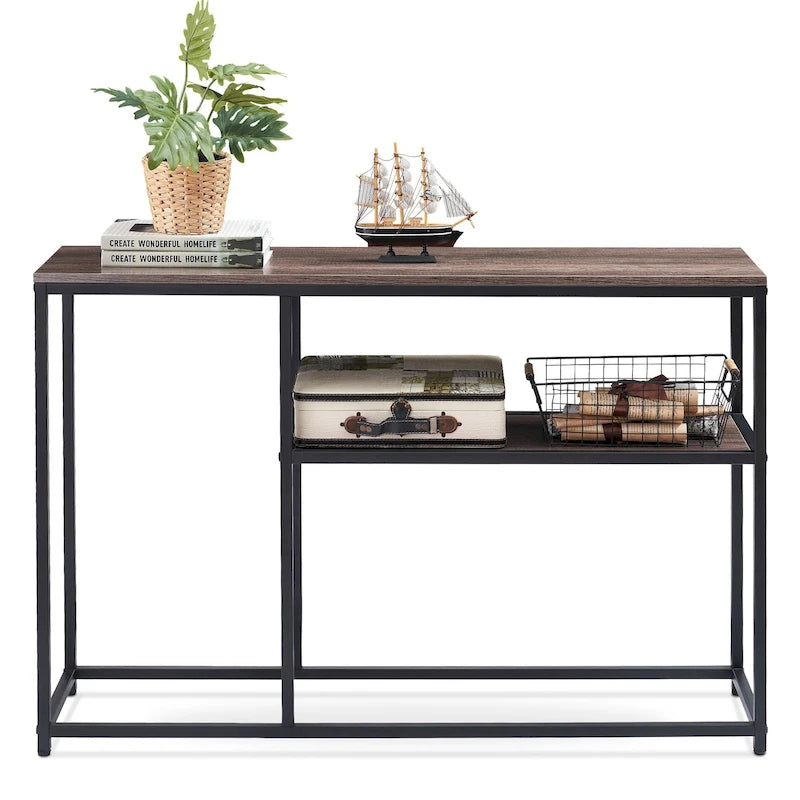 Console étroite avec étagère de rangement pour le salon, - 2,29 m x 3,28 m