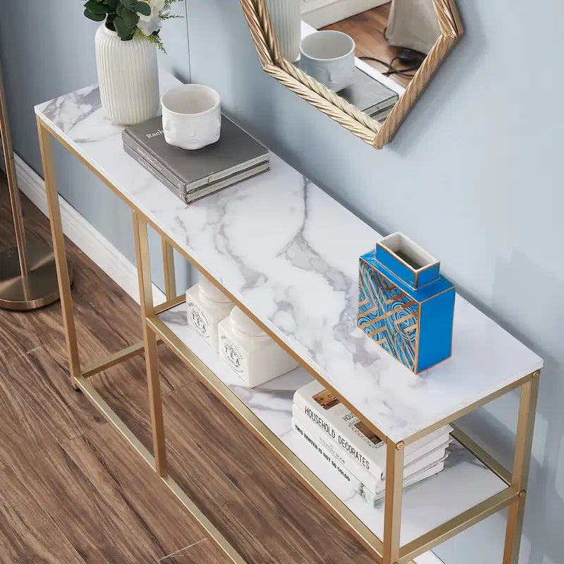 Console étroite avec étagère de rangement pour le salon, - 2,29 m x 3,28 m