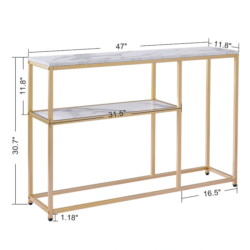Console étroite avec étagère de rangement pour le salon, - 2,29 m x 3,28 m