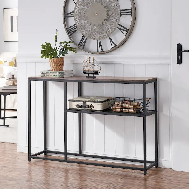 Console étroite avec étagère de rangement pour le salon, - 2,29 m x 3,28 m