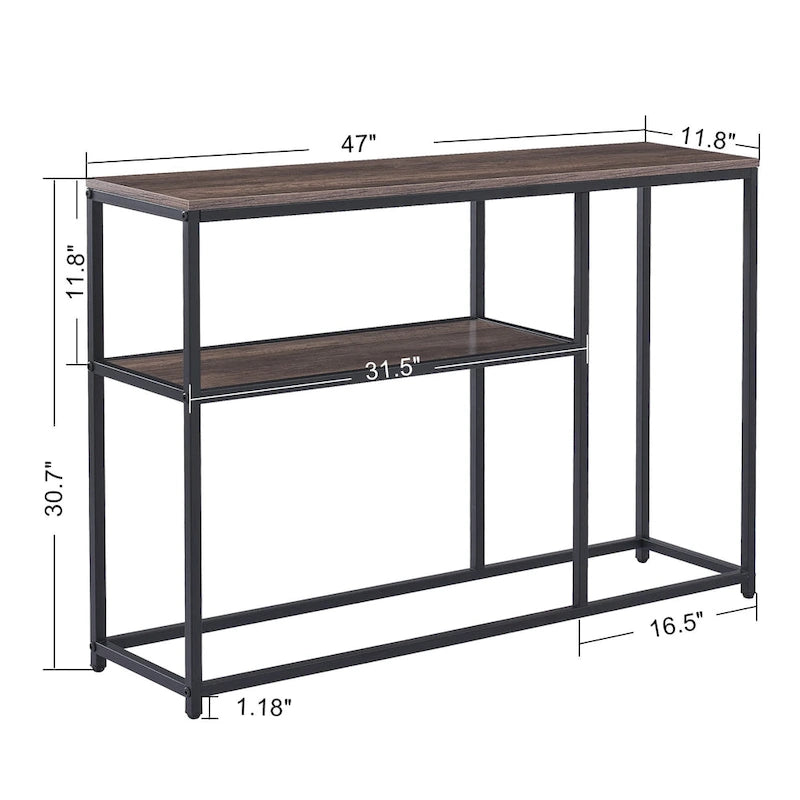 Console étroite avec étagère de rangement pour le salon, - 2,29 m x 3,28 m