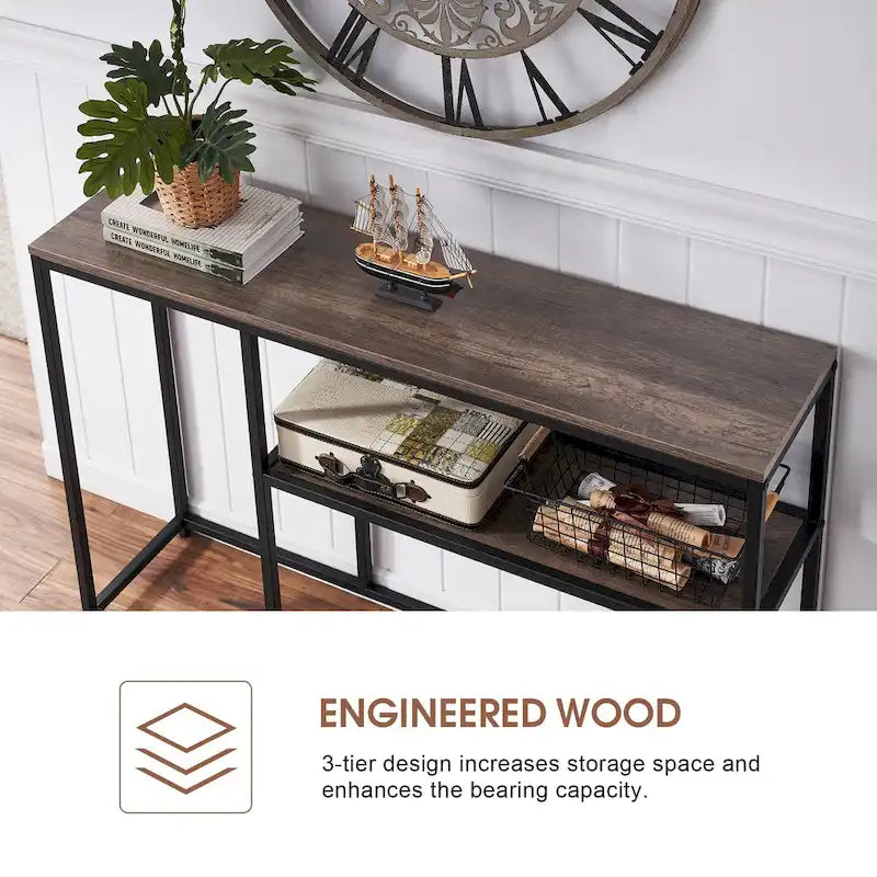 Console étroite avec étagère de rangement pour le salon, - 2,29 m x 3,28 m