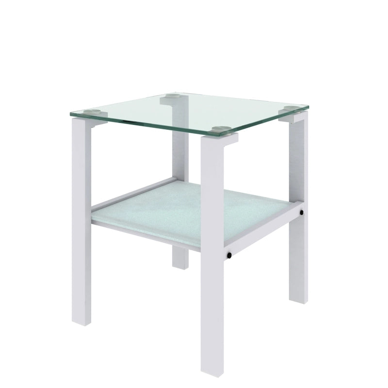 Table à thé à deux niveaux en verre, petite table ronde, table d'angle, table d'appoint de salon