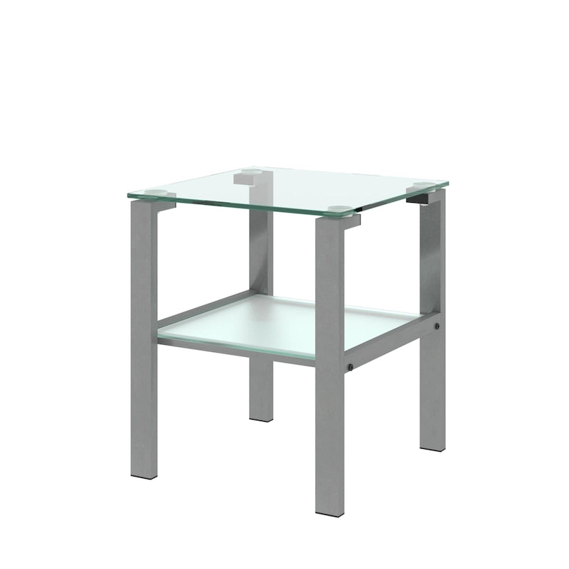Table à thé à deux niveaux en verre, petite table ronde, table d'angle, table d'appoint de salon