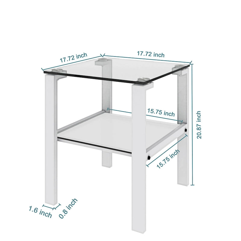 Table à thé à deux niveaux en verre, petite table ronde, table d'angle, table d'appoint de salon