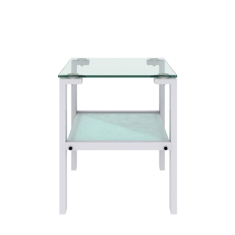 Table à thé à deux niveaux en verre, petite table ronde, table d'angle, table d'appoint de salon