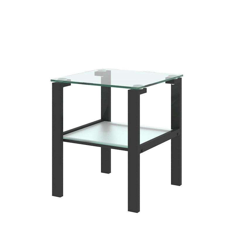 Table à thé à deux niveaux en verre, petite table ronde, table d'angle, table d'appoint de salon