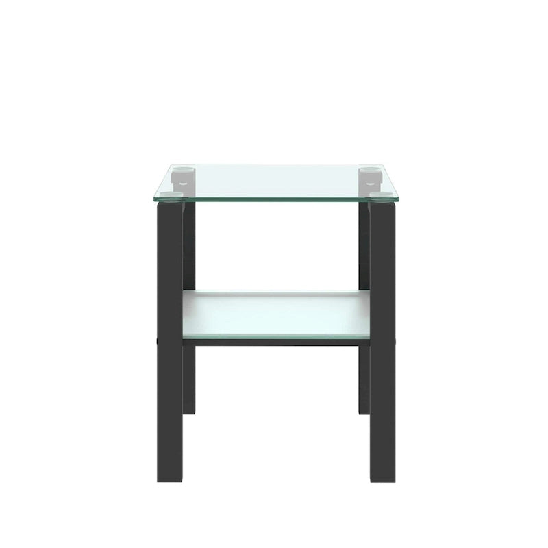 Table à thé à deux niveaux en verre, petite table ronde, table d'angle, table d'appoint de salon