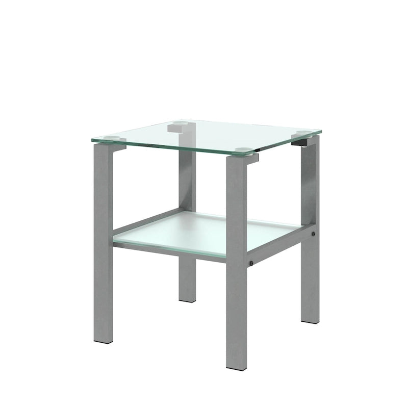 Table à thé à deux niveaux en verre, petite table ronde, table d'angle, table d'appoint de salon