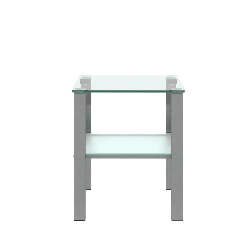 Table à thé à deux niveaux en verre, petite table ronde, table d'angle, table d'appoint de salon