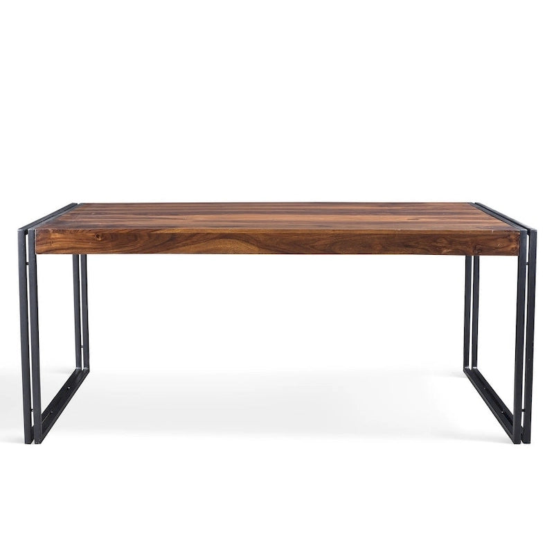 Table à manger faite à la main en bois de Sesham recyclé (Inde)