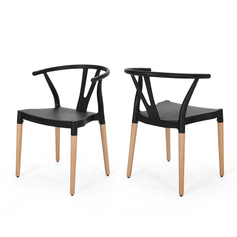 Chaises de salle à manger modernes à pieds en bois (lot de 2)