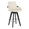 Tabouret de comptoir à hauteur fixe avec piètement en bois noir (Lot de 2)