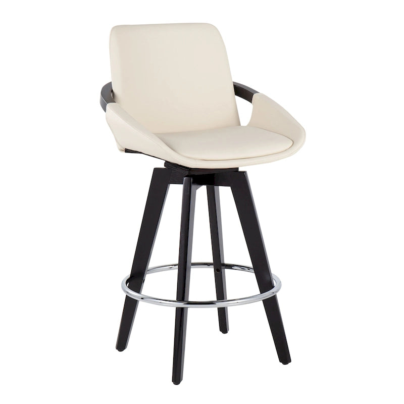 Tabouret de comptoir à hauteur fixe avec piètement en bois noir (Lot de 2)