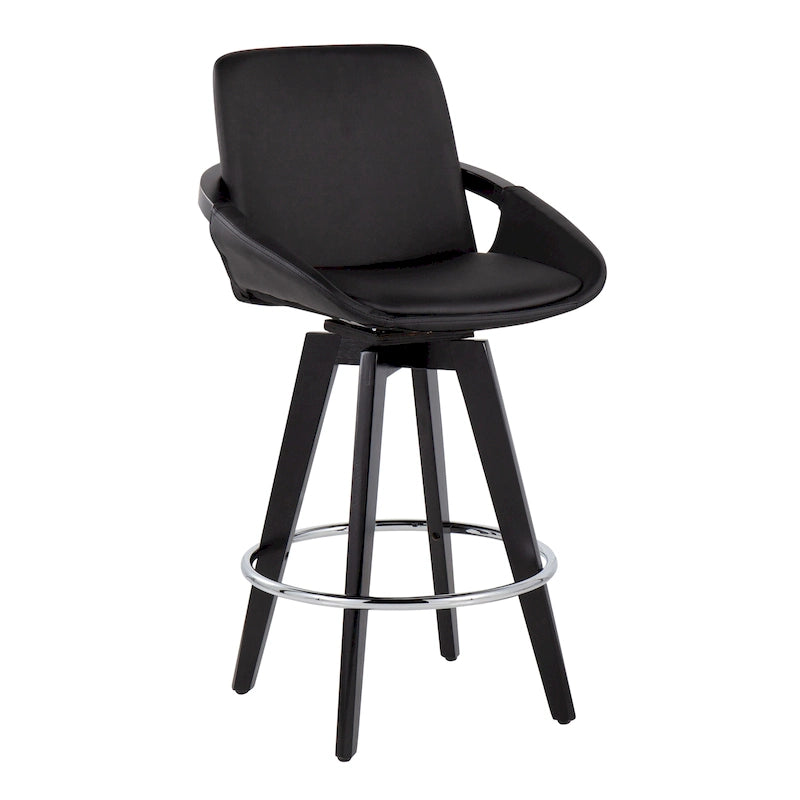 Tabouret de comptoir à hauteur fixe avec piètement en bois noir (Lot de 2)