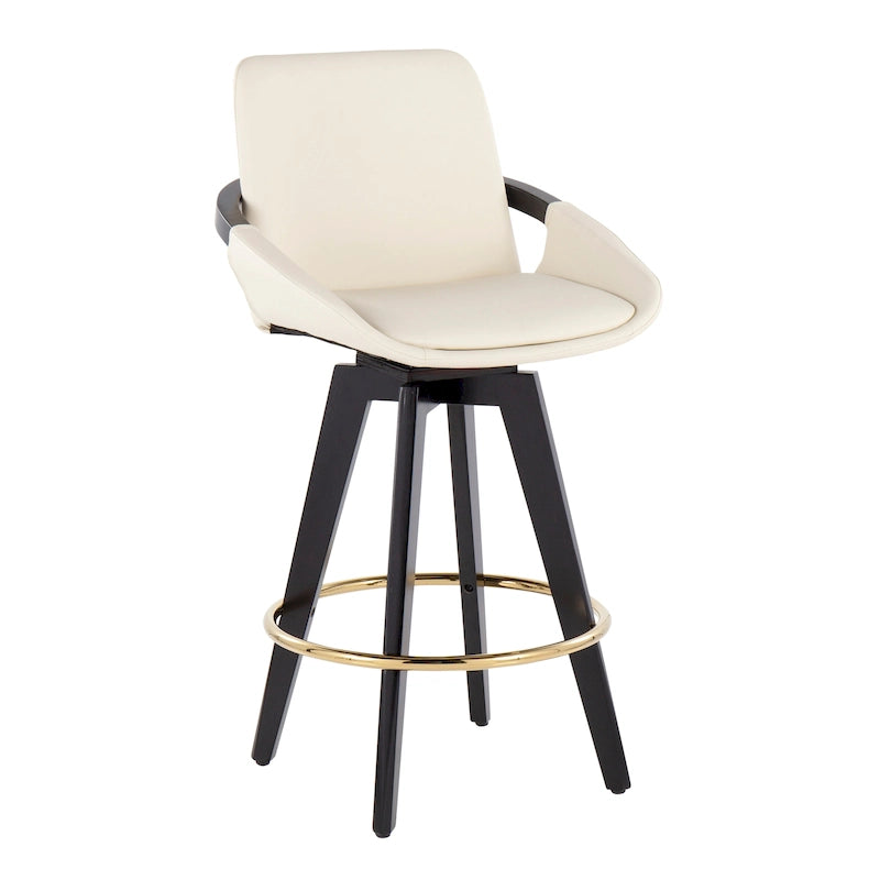 Tabouret de comptoir à hauteur fixe avec piètement en bois noir (Lot de 2)