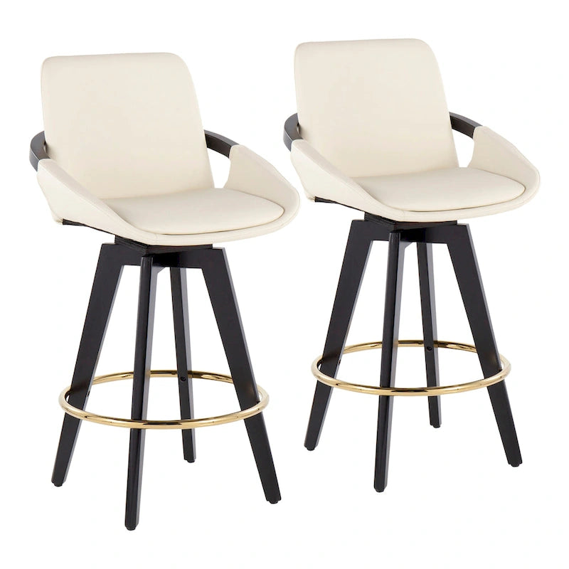 Tabouret de comptoir à hauteur fixe avec piètement en bois noir (Lot de 2)