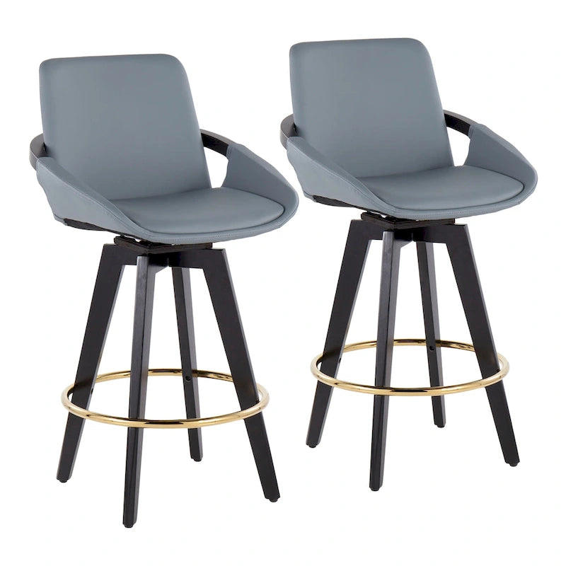 Tabouret de comptoir à hauteur fixe avec piètement en bois noir (Lot de 2)